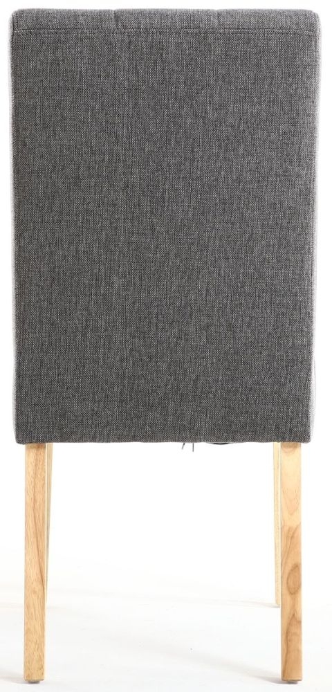 Product photograph of Moseley Stitched Waffle Steel Grey Linen Effect Dining Chair In Natural Legs Sold In Pairs from Choice Furniture Superstore.