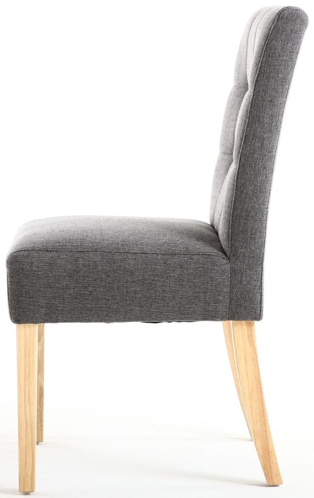 Product photograph of Moseley Stitched Waffle Steel Grey Linen Effect Dining Chair In Natural Legs Sold In Pairs from Choice Furniture Superstore.