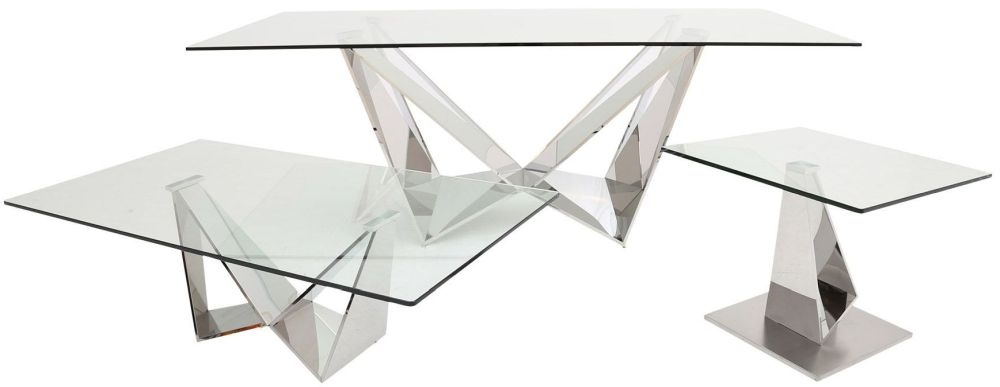 Product photograph of Alanson Console Table - Glass And Chrome from Choice Furniture Superstore.