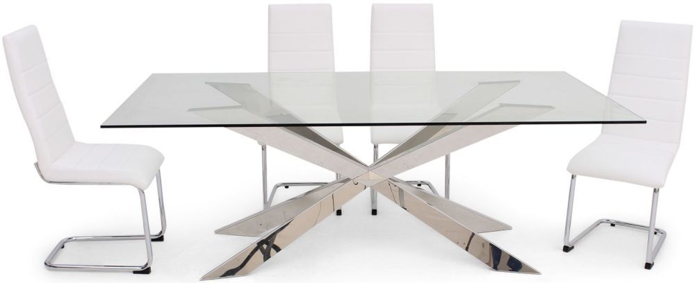 Product photograph of Pinedale Dining Table - Glass And Chrome from Choice Furniture Superstore.