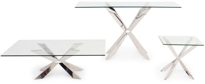 Product photograph of Pinedale Console Table - Glass And Chrome from Choice Furniture Superstore.