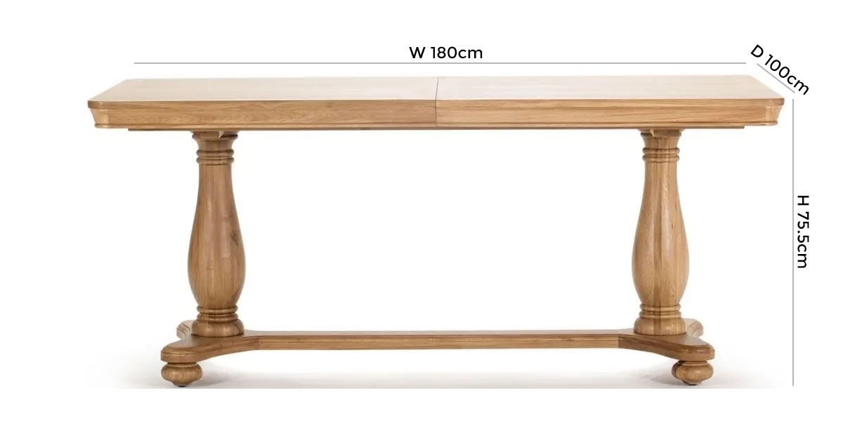 Product photograph of Vida Living Carmen Oak 180cm-230cm Extending Dining Table from Choice Furniture Superstore.