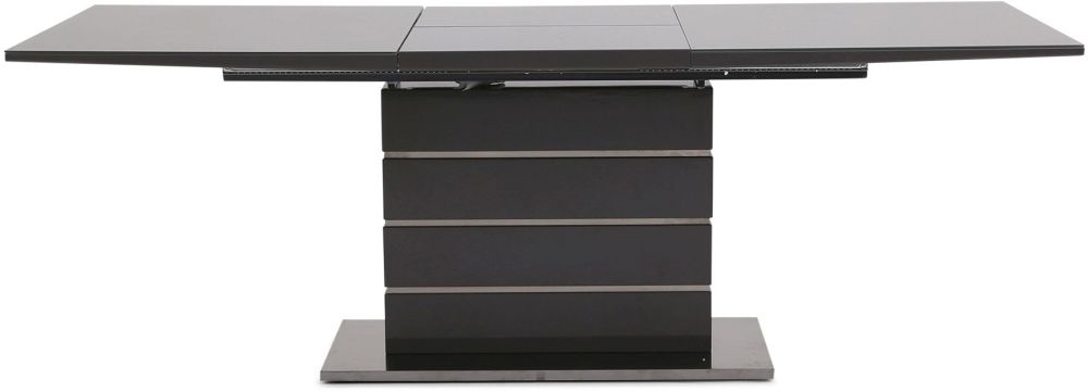 Product photograph of Massimo Grey Gloss 6-8 Seater Butterfly Extending Dining Table With Pedestal Base from Choice Furniture Superstore.