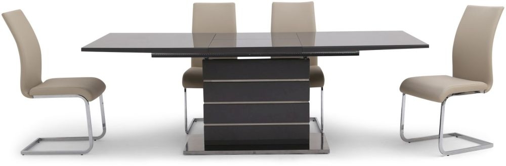 Product photograph of Massimo Grey Gloss Butterfly Extending Dining Set With 4 Paolo Cream Chairs from Choice Furniture Superstore.