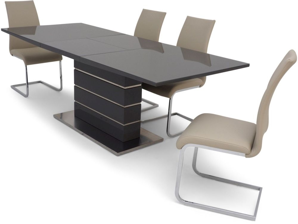 Product photograph of Massimo Grey Gloss Butterfly Extending Dining Set With 4 Paolo Cream Chairs from Choice Furniture Superstore.