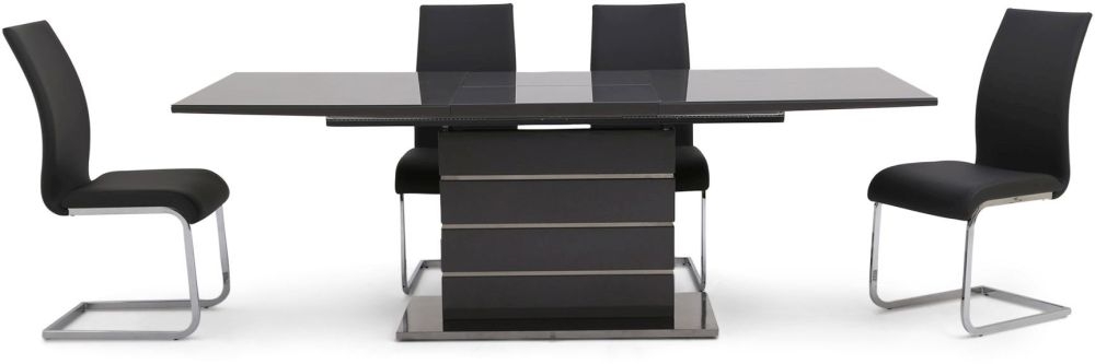 Product photograph of Massimo Grey Gloss Butterfly Extending Dining Set With 4 Paolo Grey Chairs from Choice Furniture Superstore.
