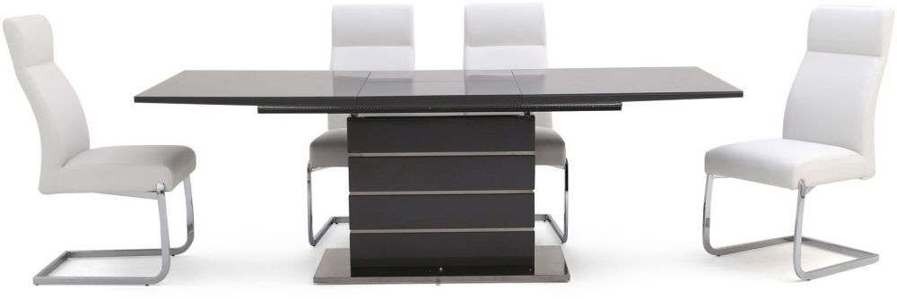 Product photograph of Massimo Grey Gloss Butterfly Extending Dining Set With 4 Dante White Chairs from Choice Furniture Superstore.