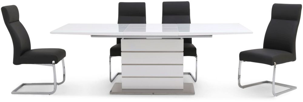 Product photograph of Massimo Grey Gloss Butterfly Extending Dining Set With 4 Dante Grey Chairs from Choice Furniture Superstore.
