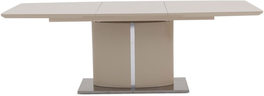 Product photograph of Flavio Cream Gloss 6-10 Seater Butterfly Extending Dining Table With Pedestal Base from Choice Furniture Superstore.
