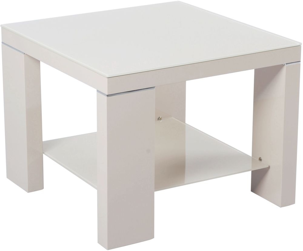 Product photograph of Snyder Cream High Gloss Side Table from Choice Furniture Superstore.