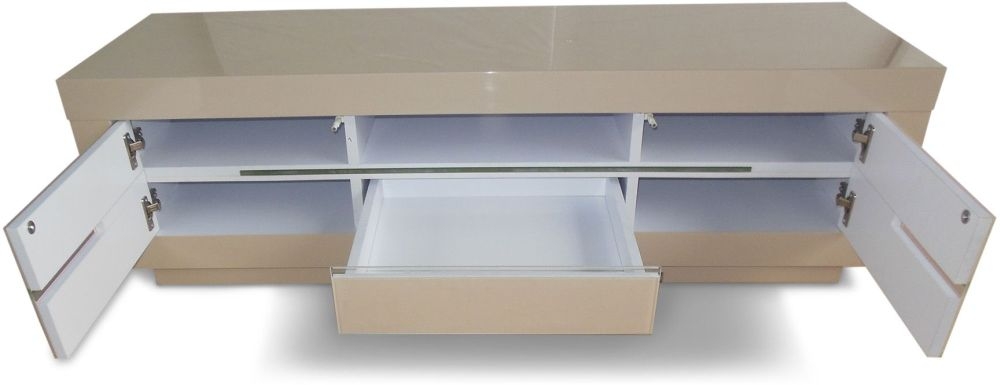 Product photograph of Monte Carlo Cream High Gloss Tv Unit With Led from Choice Furniture Superstore.