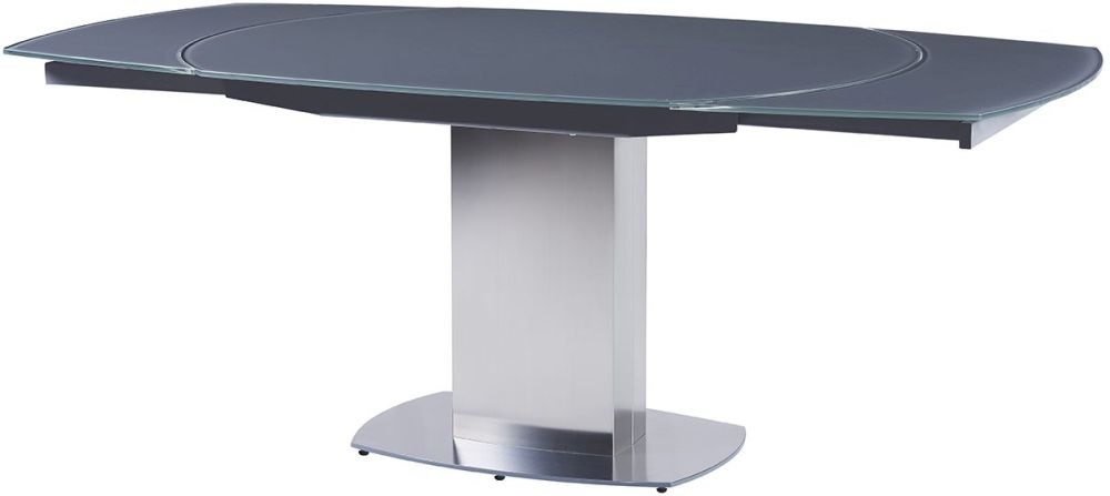 Product photograph of Olivia Grey Twist Motion Extending Dining Table from Choice Furniture Superstore.