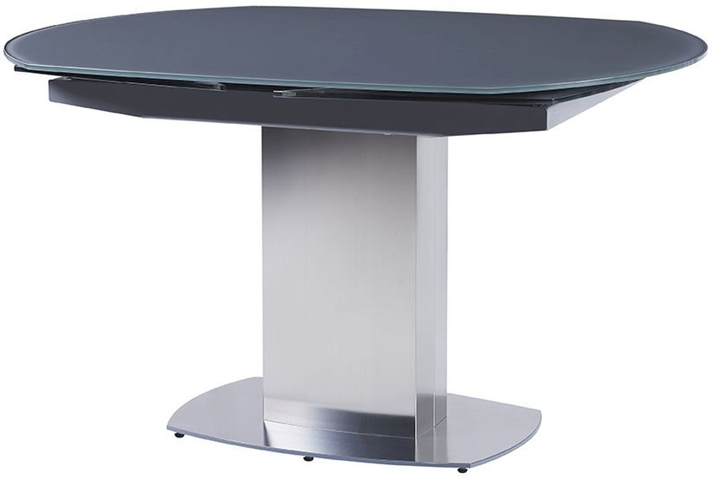 Product photograph of Olivia Grey Twist Motion Extending Dining Table from Choice Furniture Superstore.