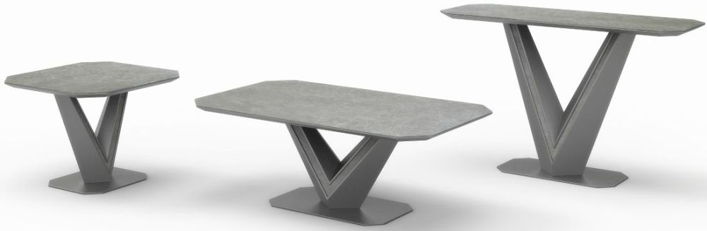 Product photograph of Lorane Grey Ceramic Console Table from Choice Furniture Superstore.