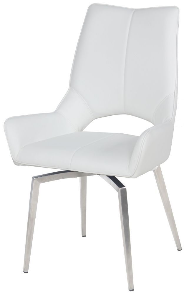 Product photograph of Stevens Faux Leather And Chrome Swivel Dining Chair Sold In Pairs from Choice Furniture Superstore.