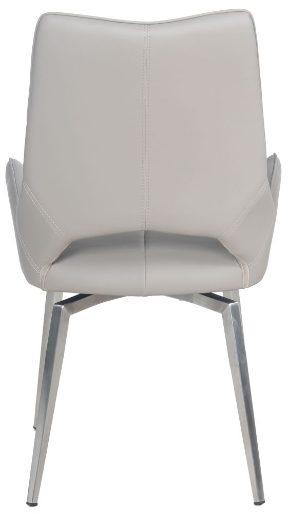 Product photograph of Set Of 2 Spinello Taupe Faux Leather Swivel Dining Chair With Chrome Base from Choice Furniture Superstore.