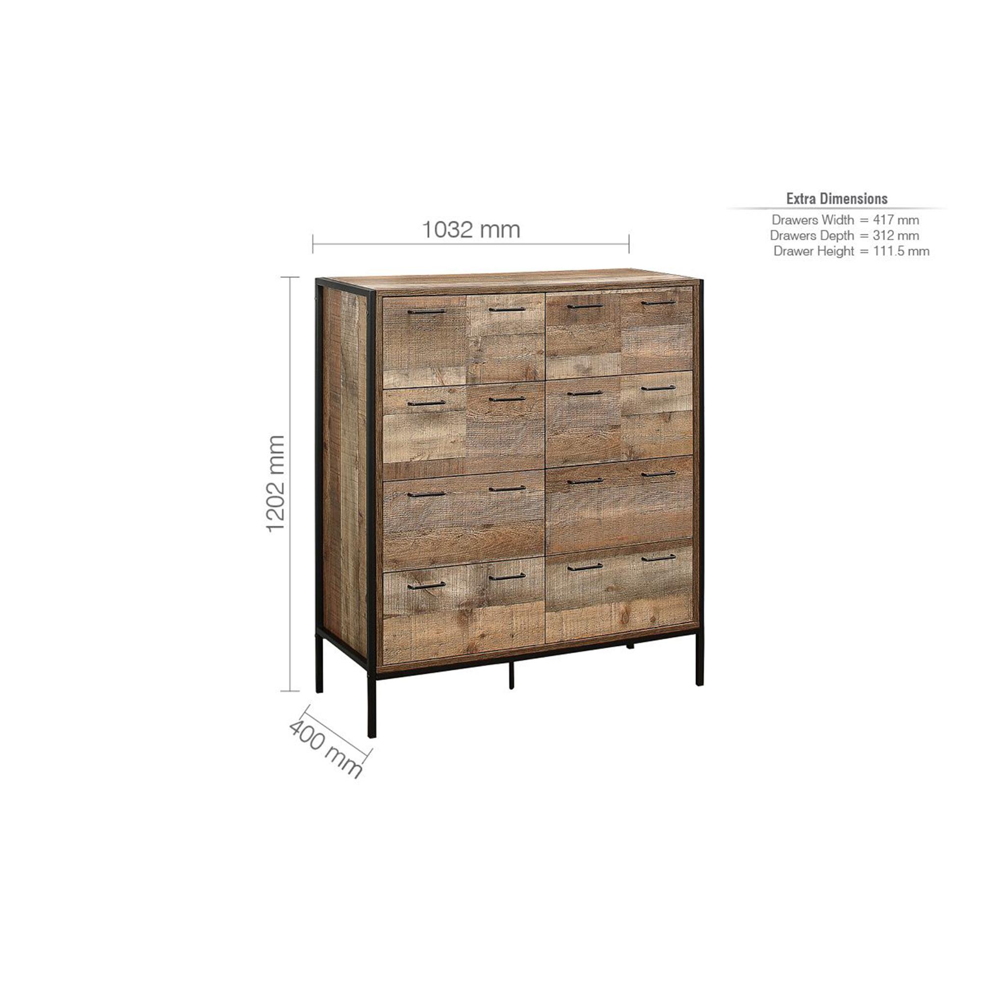 P Multigr Rustiq Urban Rustic Wood Effect Industrial Style Multi Drawer Chest