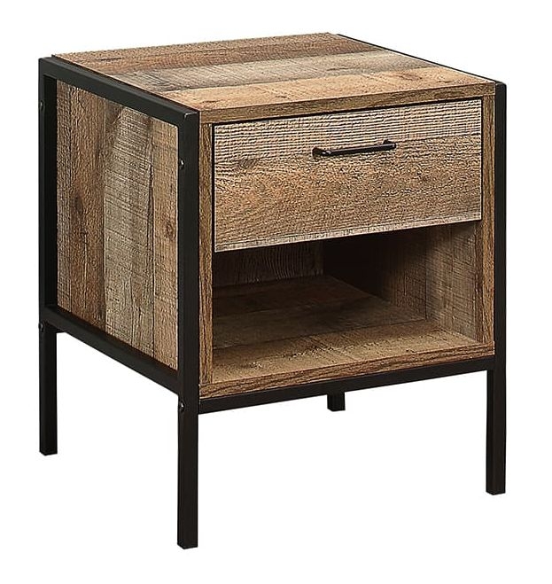 Product photograph of Urban Rustic 1 Drawer Compact Bedside Cabinet from Choice Furniture Superstore.