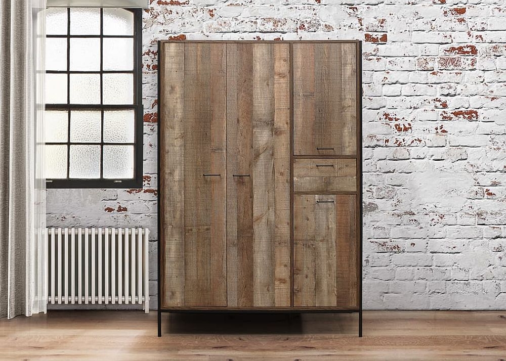 Product photograph of Urban Rustic 4 Door 1 Drawer Wardrobe from Choice Furniture Superstore.