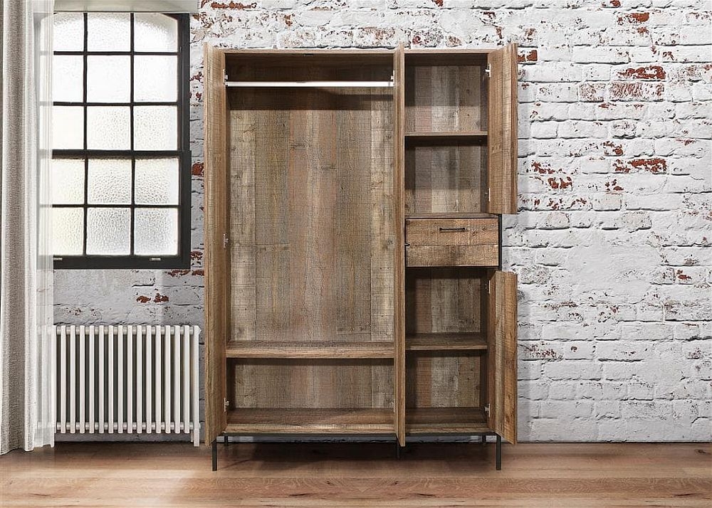 Product photograph of Urban Rustic 4 Door 1 Drawer Wardrobe from Choice Furniture Superstore.