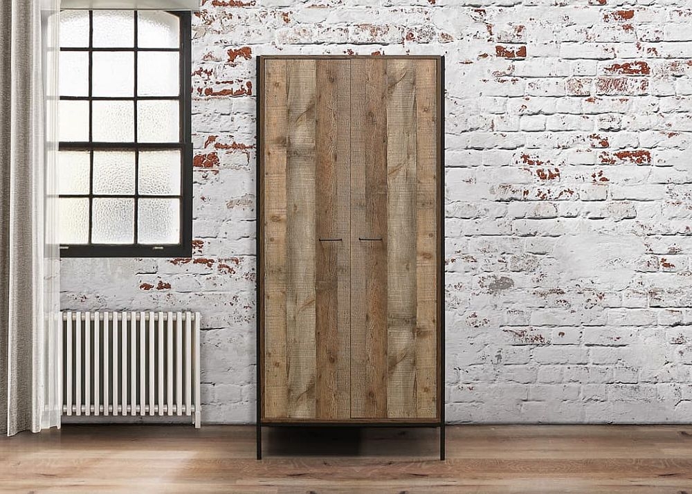 Product photograph of Urban Rustic 2 Door Wardrobe from Choice Furniture Superstore.