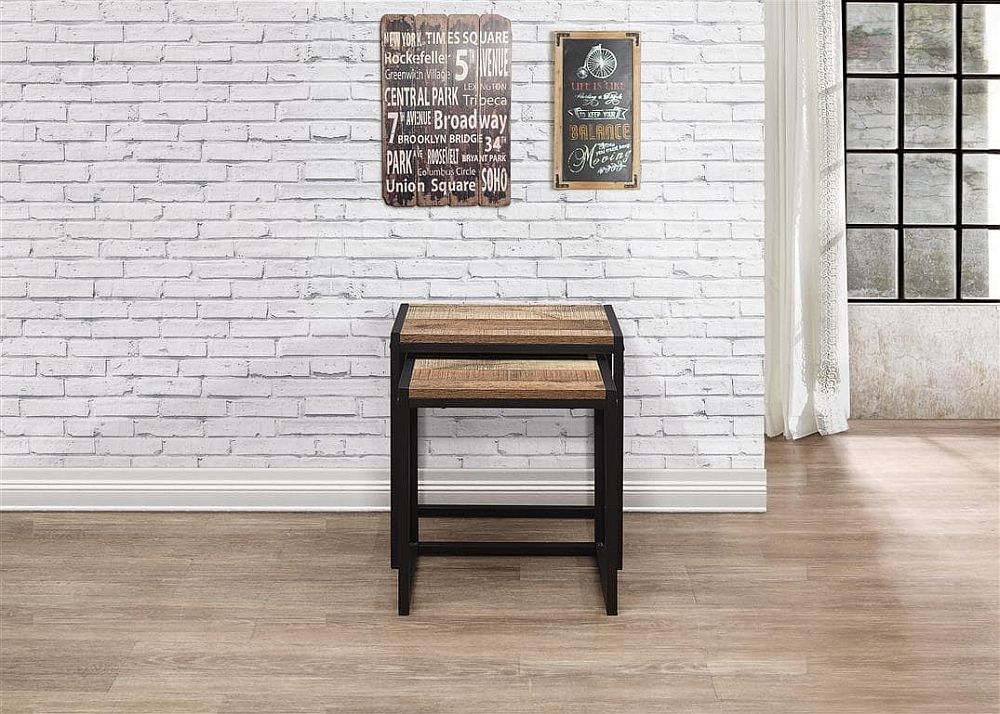 Product photograph of Birlea Urban Rustic Nest Of Tables With Metal Frame from Choice Furniture Superstore.