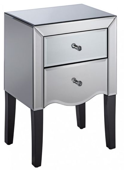 Product photograph of Palermo Mirrored 2 Drawer Bedside Cabinet from Choice Furniture Superstore.