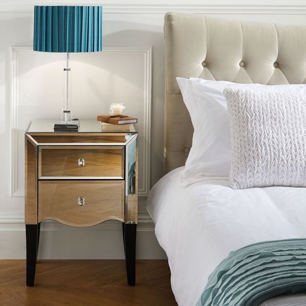 Product photograph of Palermo Mirrored 2 Drawer Bedside Cabinet from Choice Furniture Superstore.