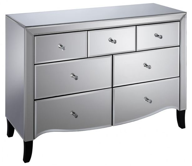 Product photograph of Palermo Mirrored 4 3 Drawer Chest from Choice Furniture Superstore.