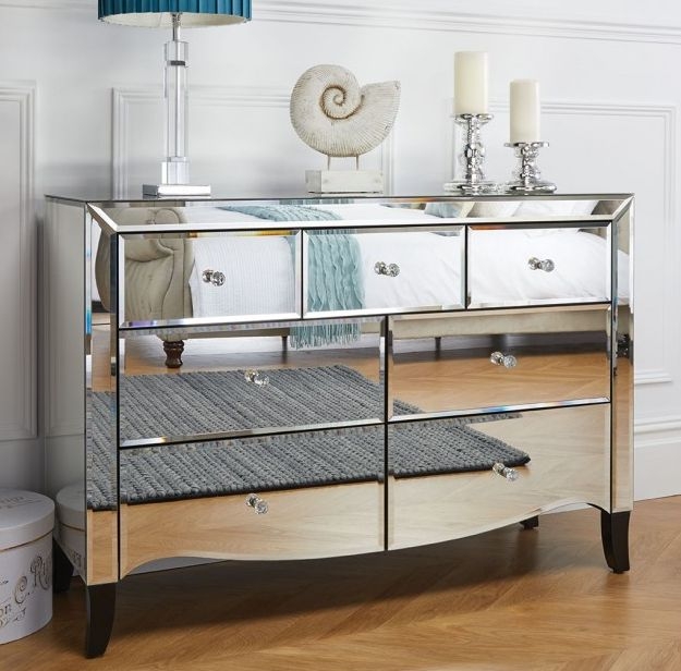 Product photograph of Palermo Mirrored 4 3 Drawer Chest from Choice Furniture Superstore.