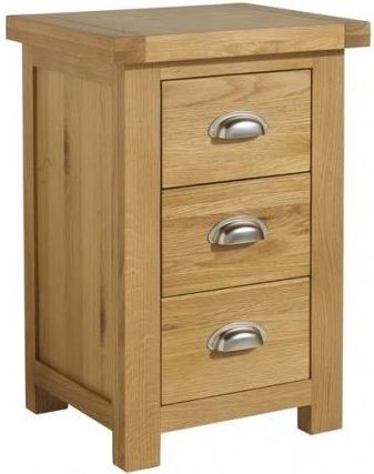 Product photograph of Woburn Rustic Oak Tall Bedside Cabinet - 3 Drawers from Choice Furniture Superstore.