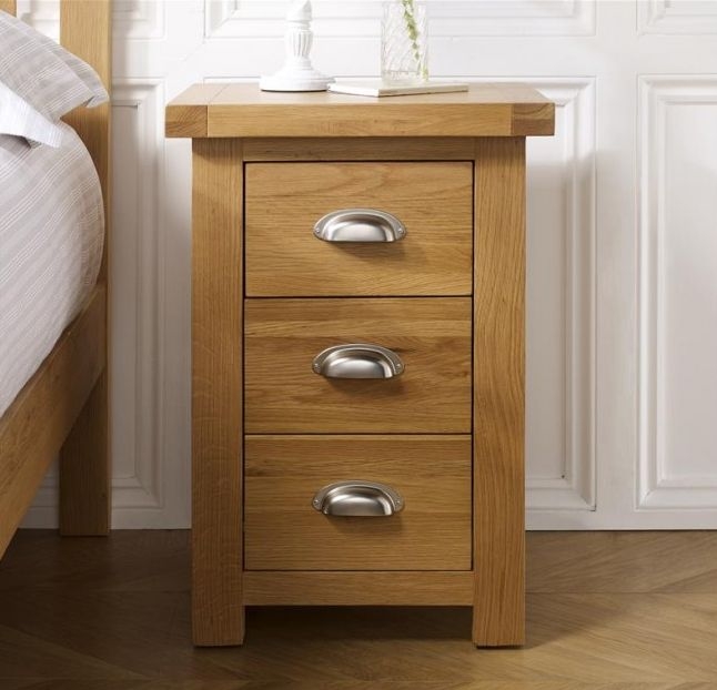 Product photograph of Woburn Rustic Oak Tall Bedside Cabinet - 3 Drawers from Choice Furniture Superstore.