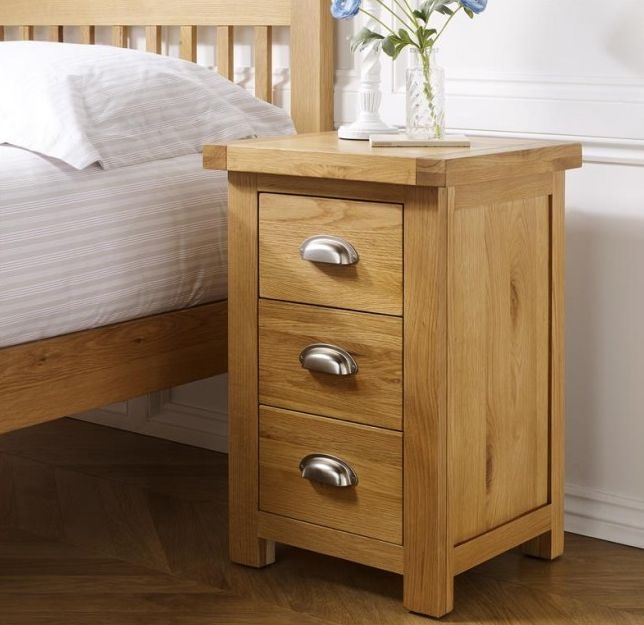 Product photograph of Woburn Rustic Oak Tall Bedside Cabinet - 3 Drawers from Choice Furniture Superstore.