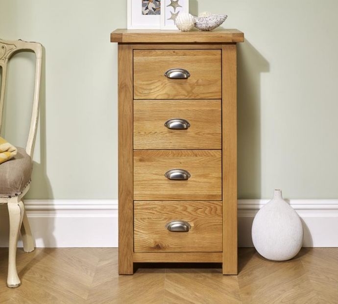 Product photograph of Woburn Rustic Oak 4 Drawer Tall Chest from Choice Furniture Superstore.
