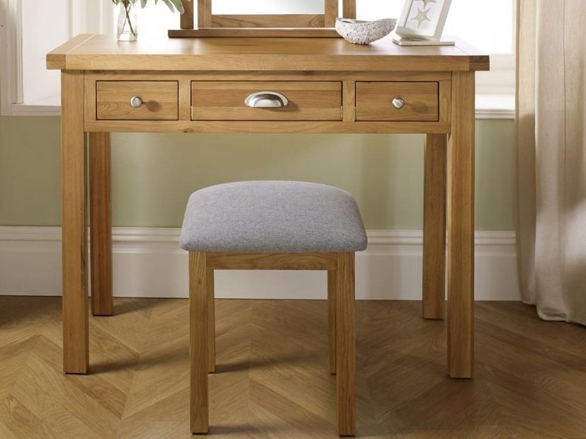 Product photograph of Woburn Oak Dressing Stool from Choice Furniture Superstore.