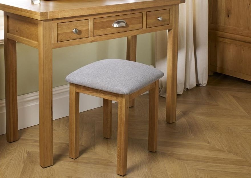 Product photograph of Woburn Oak Dressing Stool from Choice Furniture Superstore.