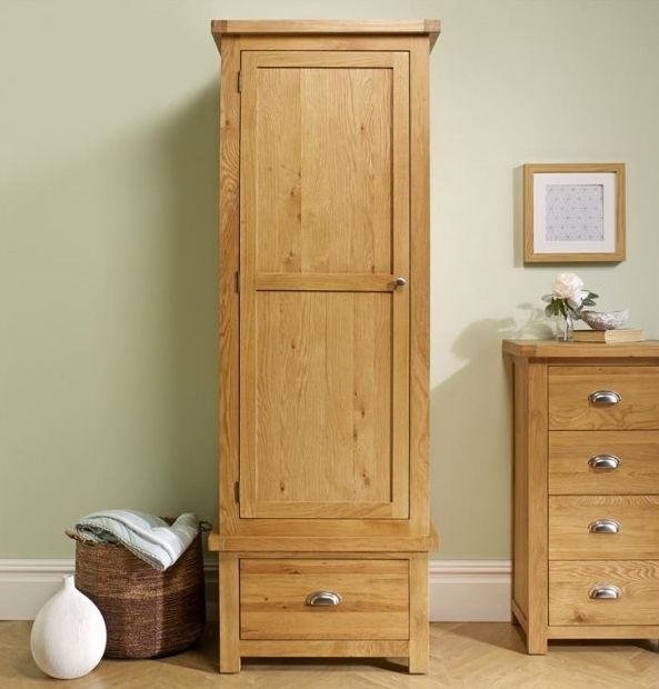 Product photograph of Woburn Rustic Oak 1 Door 1 Drawer Wardrobe from Choice Furniture Superstore.