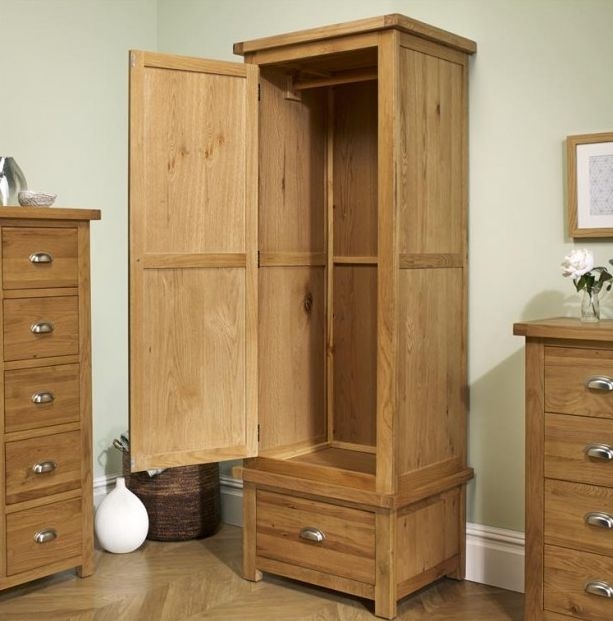 Product photograph of Birlea Woburn Oak 1 Door 1 Drawer Wardrobe from Choice Furniture Superstore.