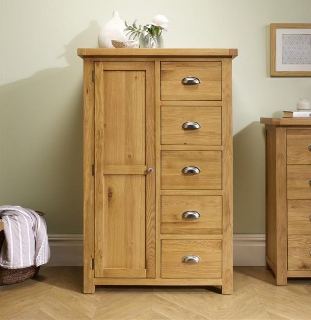 Product photograph of Birlea Woburn Oak 1 Door 5 Drawer Wardrobe from Choice Furniture Superstore.