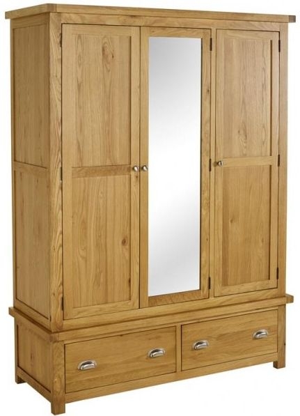 Product photograph of Woburn Rustic Oak 3 Door Mirror Wardrobe from Choice Furniture Superstore.