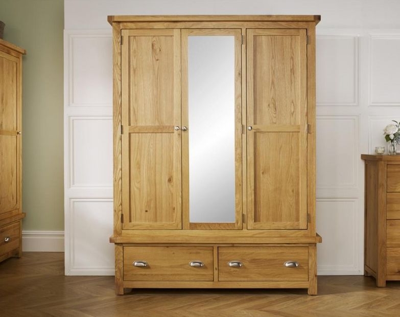 Product photograph of Woburn Rustic Oak 3 Door Mirror Wardrobe from Choice Furniture Superstore.