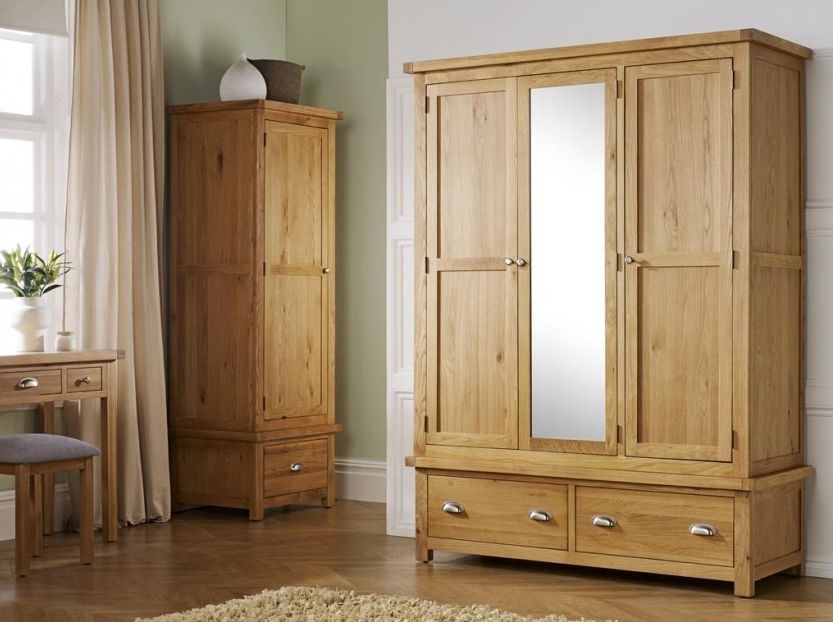 Product photograph of Woburn Rustic Oak 3 Door Mirror Wardrobe from Choice Furniture Superstore.