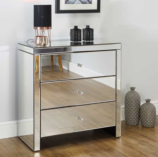 Product photograph of Seville Mirrored 3 Drawer Small Chest from Choice Furniture Superstore.
