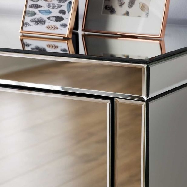 Product photograph of Seville Mirrored 3 Drawer Small Chest from Choice Furniture Superstore.