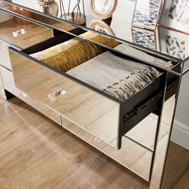 Product photograph of Seville Mirrored 3 Drawer Small Chest from Choice Furniture Superstore.
