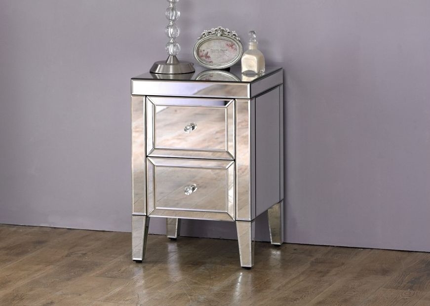 Product photograph of Valencia Mirrored 2 Drawer Bedside Cabinet from Choice Furniture Superstore.