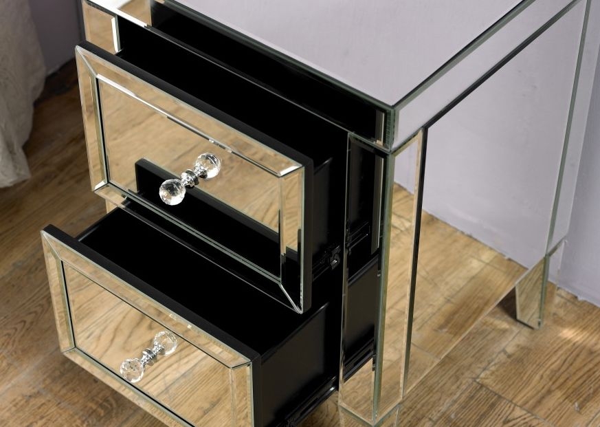 Product photograph of Valencia Mirrored 2 Drawer Bedside Cabinet from Choice Furniture Superstore.