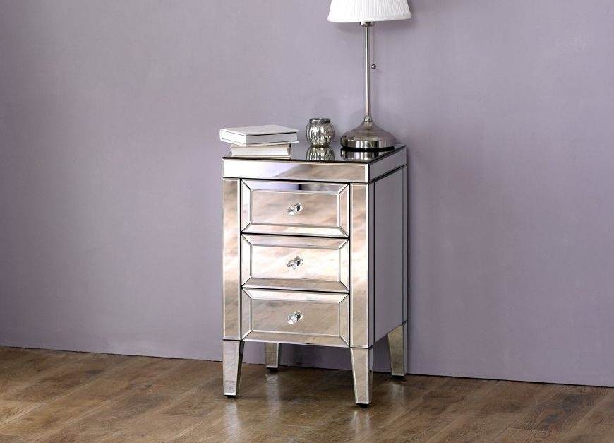 Product photograph of Valencia Mirrored 3 Drawer Bedside Cabinet from Choice Furniture Superstore.