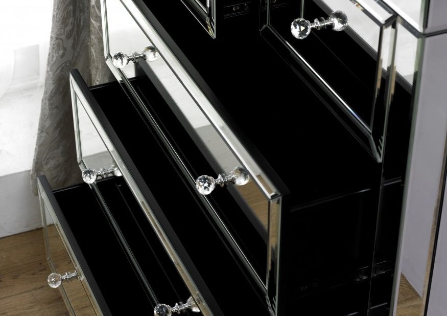 Product photograph of Valencia Mirrored 3 2 Drawer Chest from Choice Furniture Superstore.