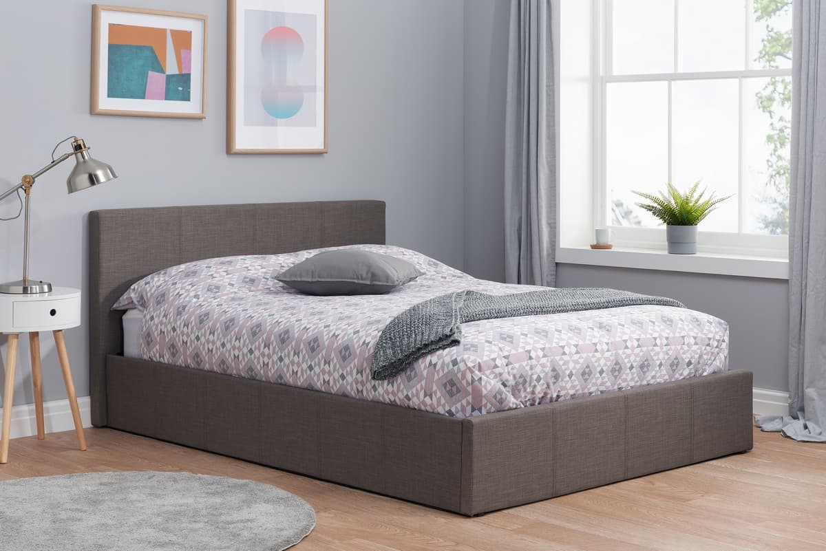 Product photograph of Berlin Ottoman Grey Fabric Bed from Choice Furniture Superstore.